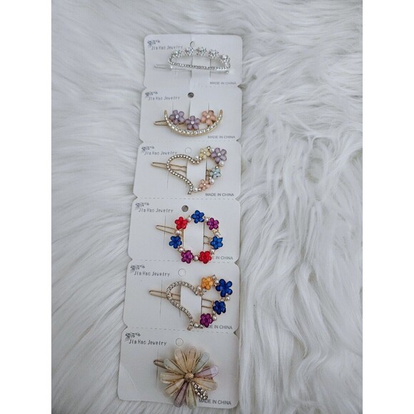 12 Pcs - Rhinestone Flower hair clip Bobby pin hair clip Bling Crystal Love Pins - Picture 2 of 10